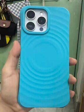 Bright Blue Silicone Case with Wave Texture